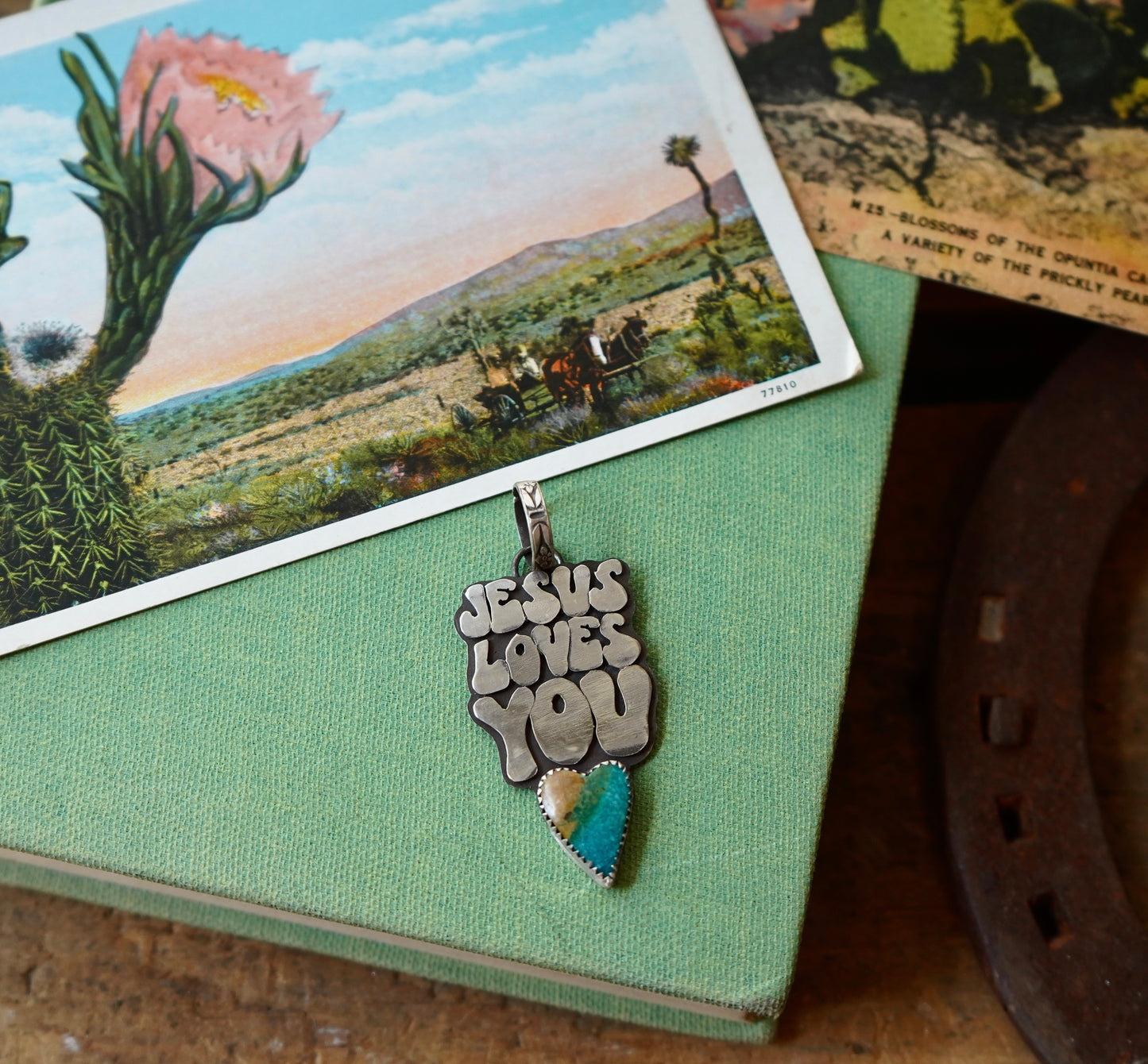 Heart Jesus Loves You Pendant