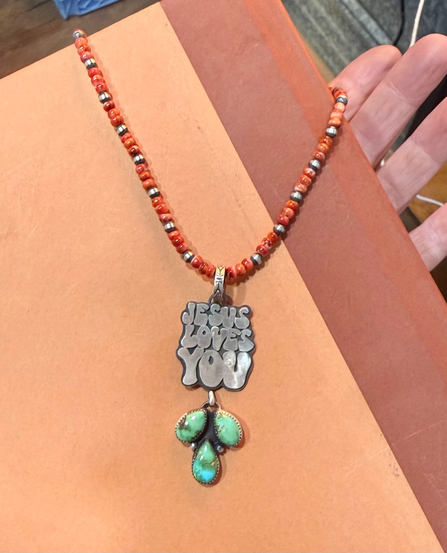 JESUS LOVE YOU - Pendant only - Sonoran Gold Stones