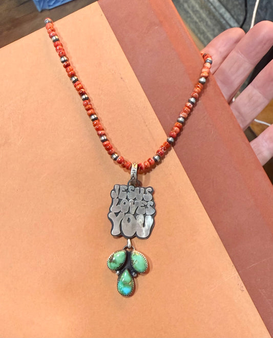 JESUS LOVE YOU - Pendant only - Sonoran Gold Stones