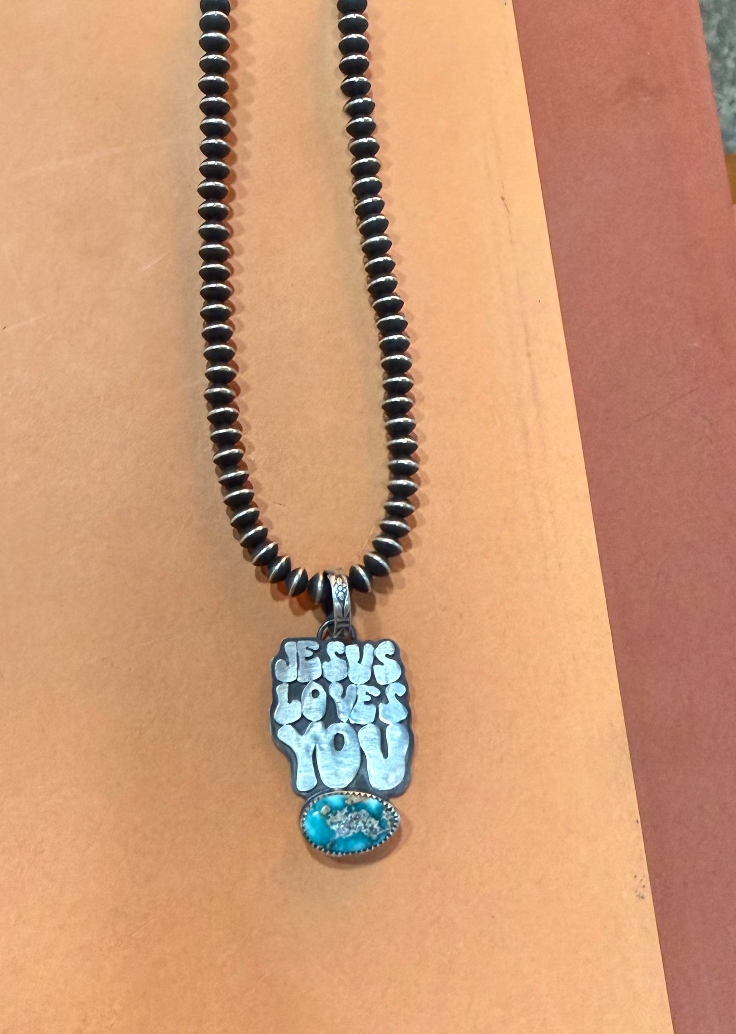 JESUS LOVE YOU - Pendant only - White Water Stone